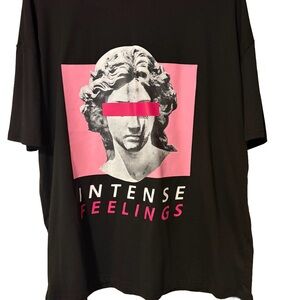 SHEIN Oversized Black T-Shirt with Pink Graphic size small